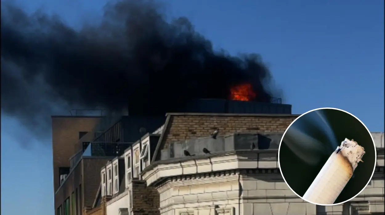 Dalston Kingsland roof fire: Lit cigarette causes blaze, destroying building rooftop