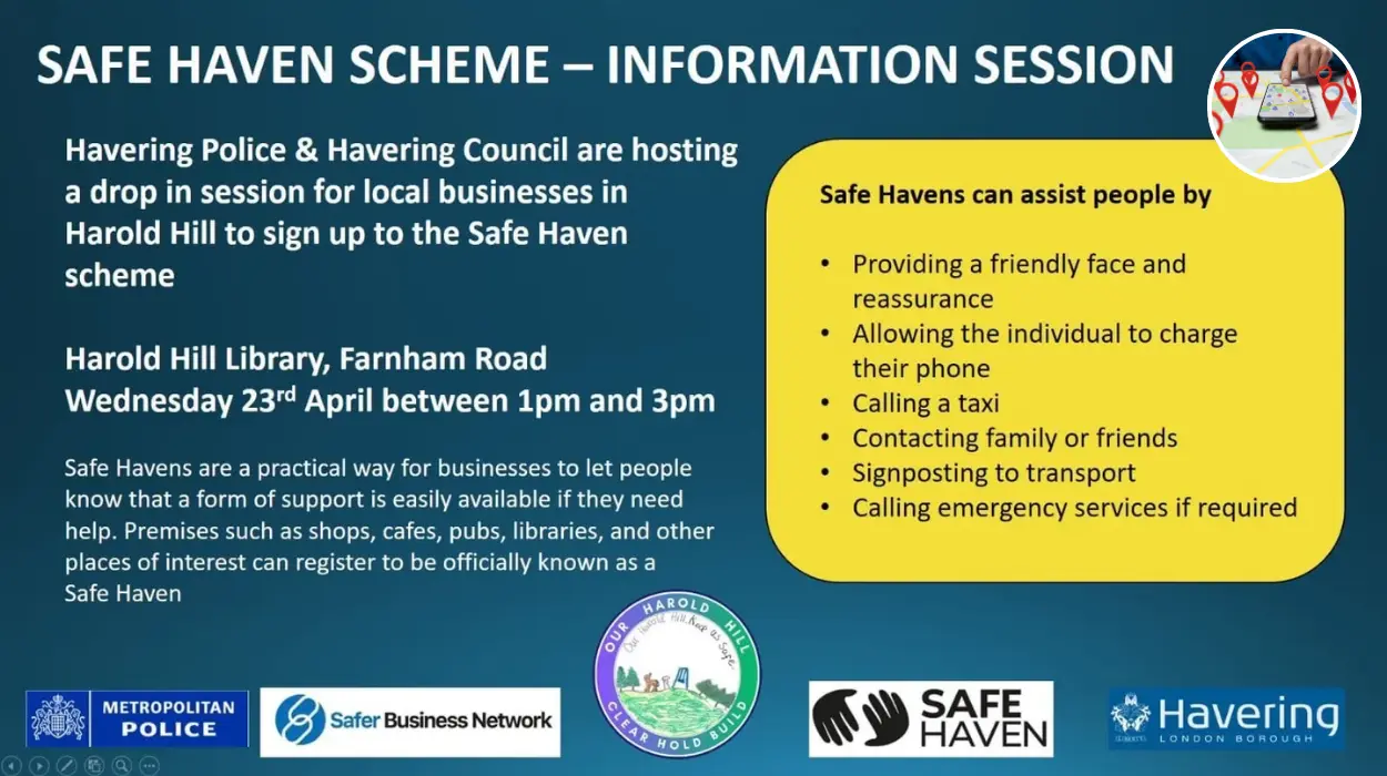 Havering Police and Council invite local businesses to join Safe Haven Scheme at Harold Hill drop-in