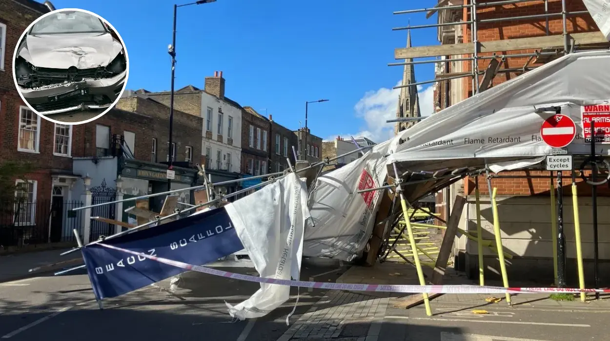 Scaffolding Collapses in High Winds on Hackney’s Stoke Newington Church Street, Trapping Driver