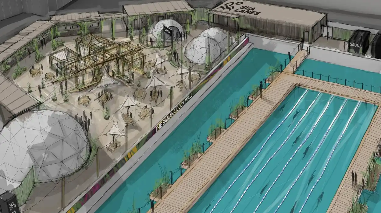 Olympic-Sized Lido with Saunas Opening at Canary Wharf 2026