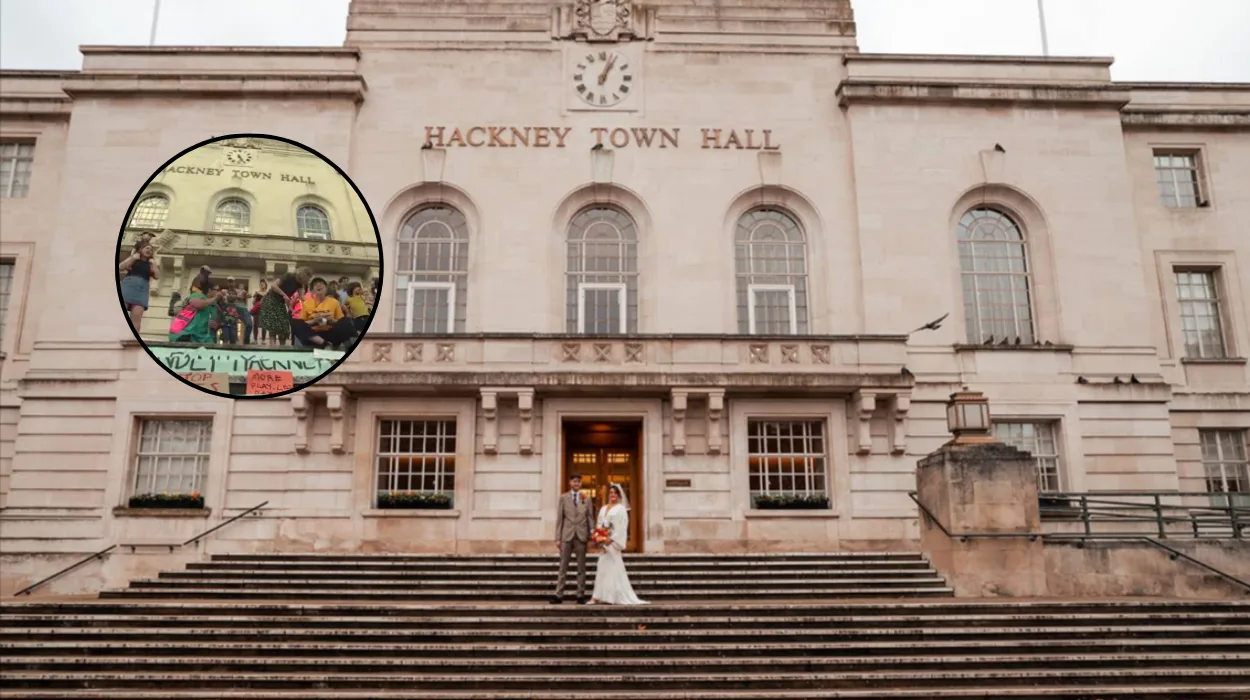 Hackney Residents Projector Protest at Marian Court Meeting