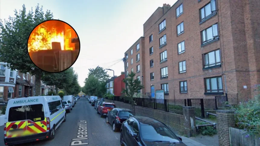 Hackney fire at Clapton maisonettes, London Fire Brigade responds, 2026
