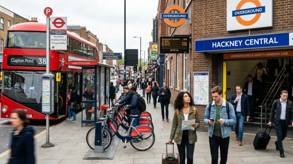 How do tourists access Hackney using London’s transport network?