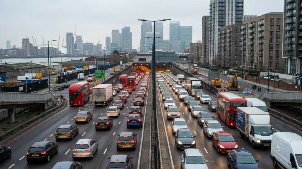 What causes traffic congestion in East London?