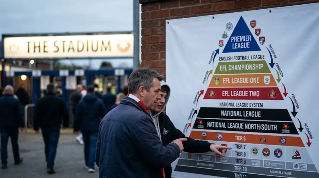 How is the English football league system structured?