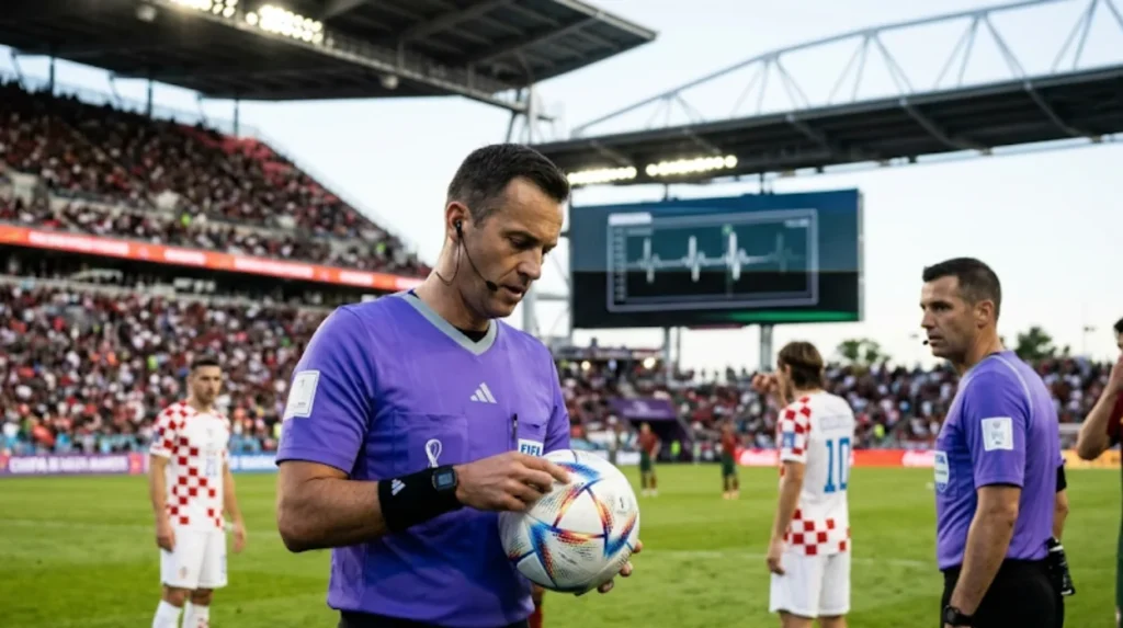 How did Connected Ball Technology determine offside in the Portugal Croatia World Cup match?