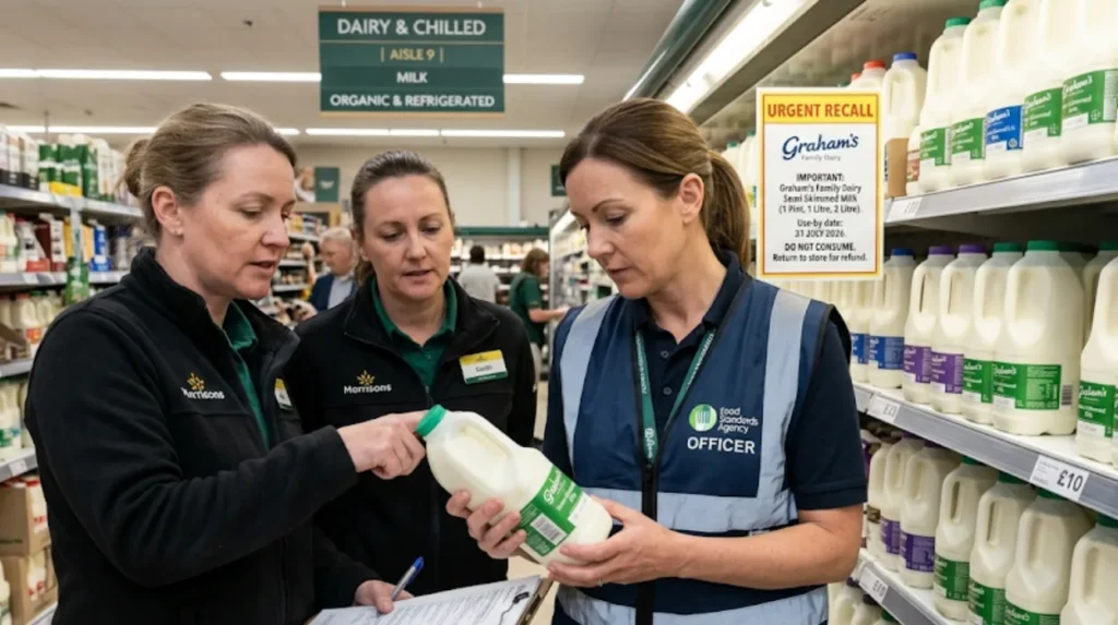 What milk products are currently being recalled in the UK?