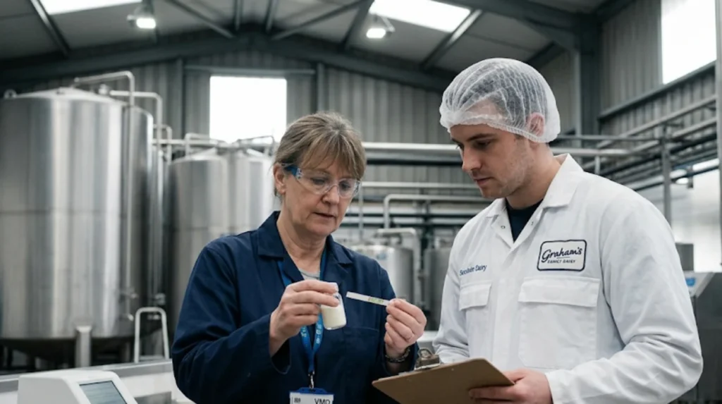 What regulatory standards govern antibiotic levels in UK milk?
